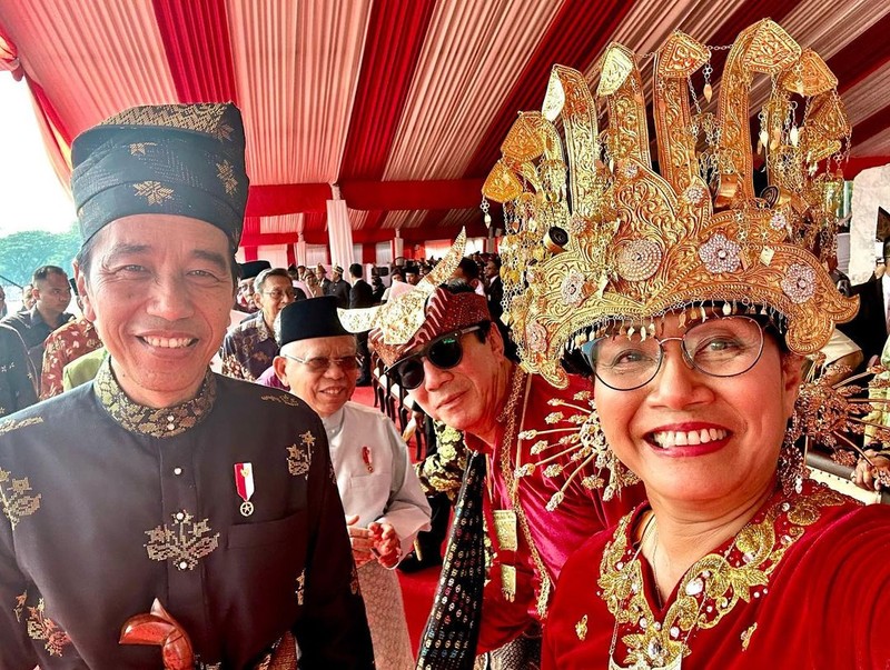 Menteri Keuangan, Seri Mulyani saat menghadiri Upaca Hari Kelahiran Pancasila. (Instagram/smindrawati)
