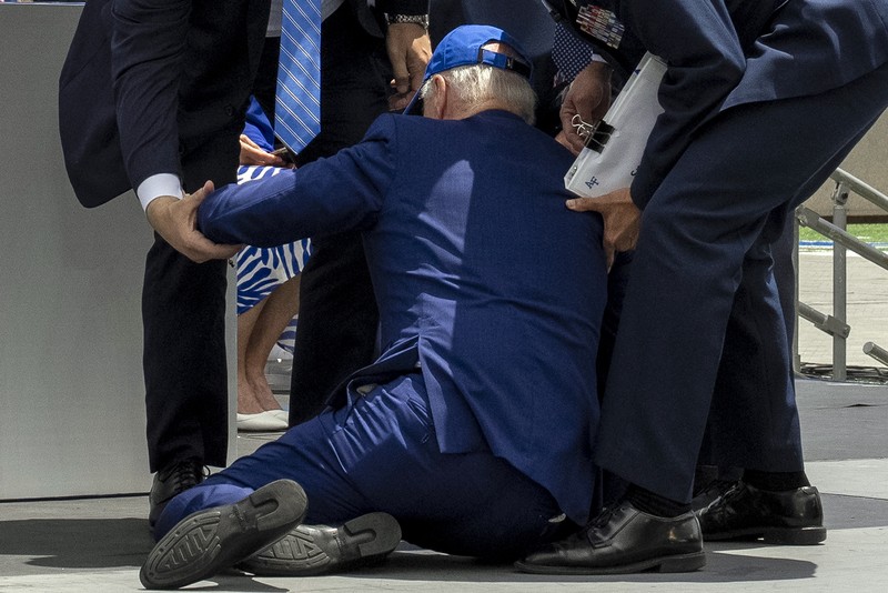 A cadet receives her diploma and shakes hands with President Joe Biden during the United States Air Force Academy graduation ceremony, Thursday, June 1, 2023, at Air force Academy, Colo. (AP Photo/John Leyba)