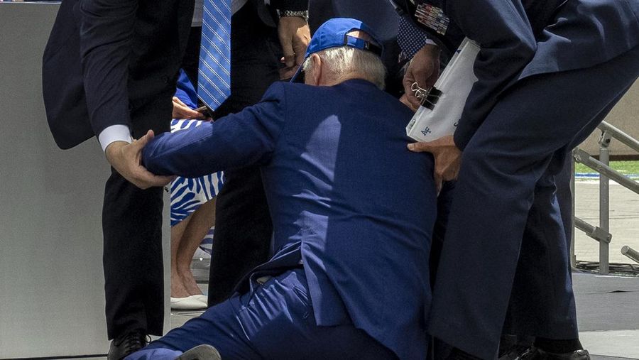 A cadet receives her diploma and shakes hands with President Joe Biden during the United States Air Force Academy graduation ceremony, Thursday, June 1, 2023, at Air force Academy, Colo. (AP Photo/John Leyba)