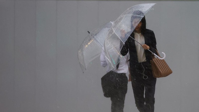 Pedestrians holding umbrellas make their way in the heavy rain in Tokyo, Japan, June 2, 2023. REUTERS/Kim Kyung-Hoon