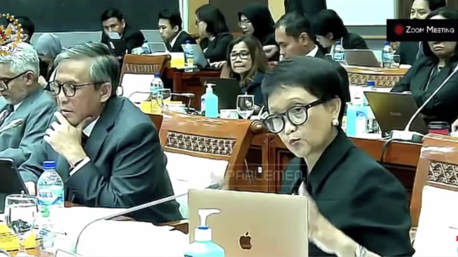 Komisi I DPR RI Rapat Kerja dengan Menteri Luar Negeri RI. (Tangkapan Layar Youtube)