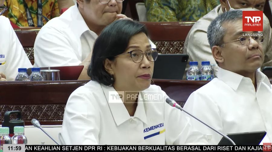 Menteri Keuangan Sri Mulyani dalam rapat kerja dengan KOMISI XI DPR RI. (Tangkapan Layar Youtube TVR Parlemen)
