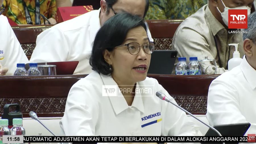 Menteri Keuangan Sri Mulyani dalam rapat kerja dengan KOMISI XI DPR RI. (Tangkapan Layar Youtube TVR Parlemen)