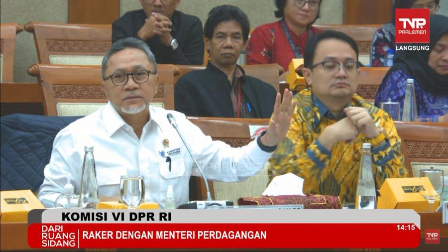 Menteri Perdagangan Zulkifli Hasan saat mengikuti Raker Komisi VI DPR RI. (Tangkapan Layar Youtube)
