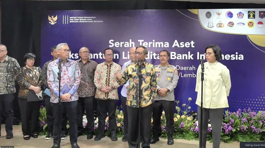 Serah Terima Aset Eks Bantuan Likuiditas Bank Indonesia. (Tangkapan Layar Youtube)