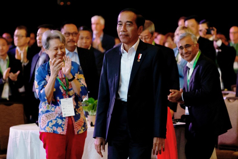 Pidato Presiden Jokowi di acara Ecosperity Week, Singapura, 7 Juni 2023. Pidato Presiden Jokowi di acara Ecosperity Week, Singapura, 7 Juni 2023. REUTERS/Edgar Su