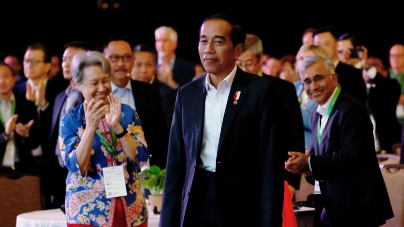 Pidato Presiden Jokowi di acara Ecosperity Week, Singapura, 7 Juni 2023. REUTERS/Edgar Su