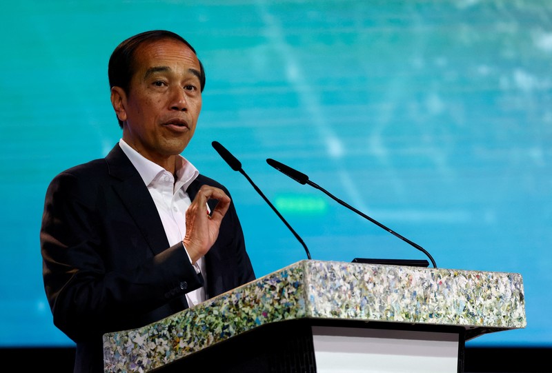 Pidato Presiden Jokowi di acara Ecosperity Week, Singapura, 7 Juni 2023. REUTERS/Edgar Su