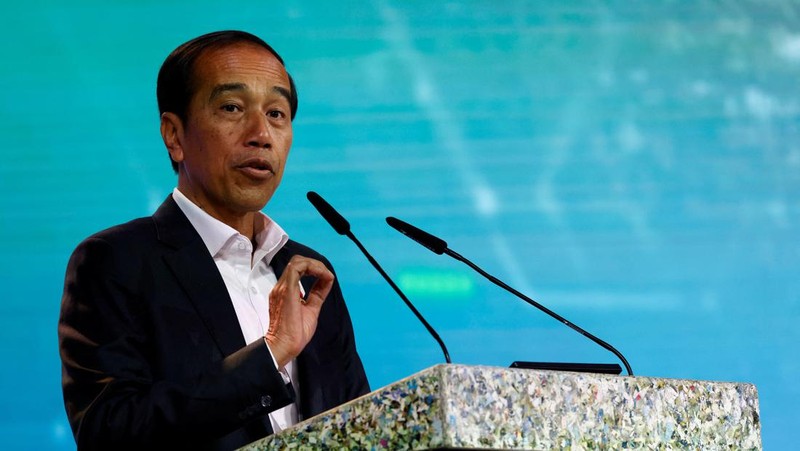Pidato Presiden Jokowi di acara Ecosperity Week, Singapura, 7 Juni 2023. REUTERS/Edgar Su