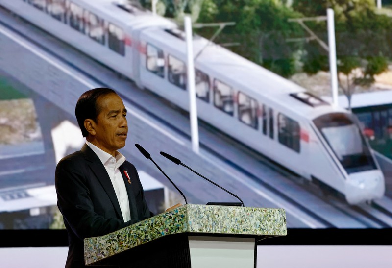 Pidato Presiden Jokowi di acara Ecosperity Week, Singapura, 7 Juni 2023. REUTERS/Edgar Su