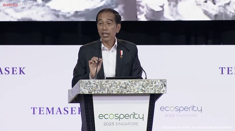 Pidato Presiden Jokowi Pada Ecosperity Week, Singapura, 7 Juni 2023. (Tangkapan Layar Youtube Sekretariat Presiden)