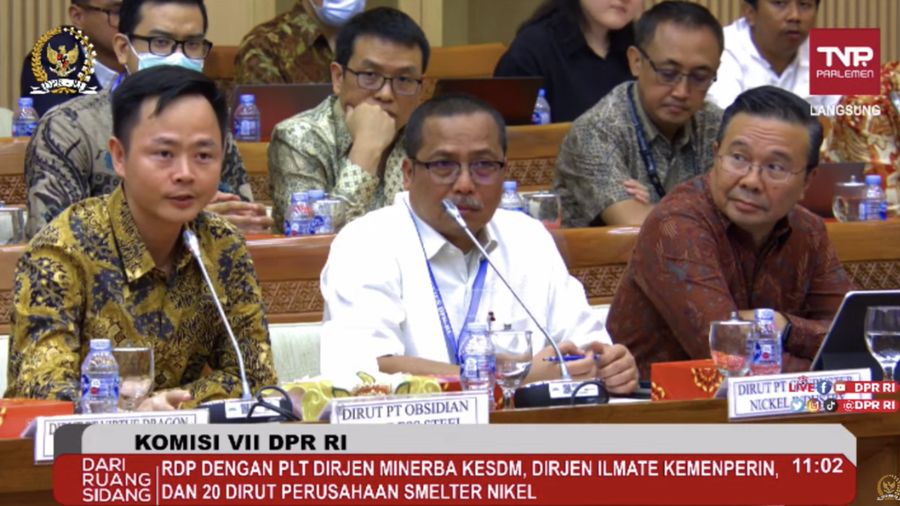 PT. Obsidian stainless Steel Perusahaan Smelter Nikel dalam RDP Komisi VII DPR RI. (Tangkapan Layar Youtube Komisi VII DPR RI Channel)