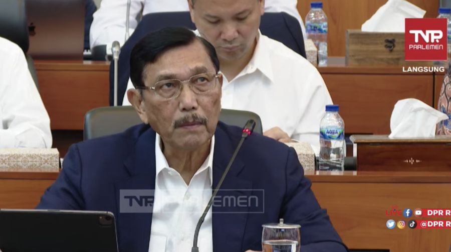 Luhut Binsar Pandjaitan dalam acara rapat dengan anggota DPR RI. (Tangkapan layar Youtube DPR RI)