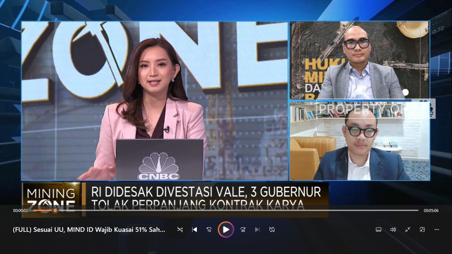 Sesuai UU, MIND ID Wajib Kuasai 51% Saham Vale Indonesia (CNBC Indonesia TV)