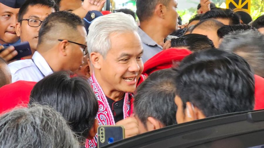 Bakal calon presiden (Bacapres) PDI Perjuangan (PDIP) Ganjar Pranowo melakukan kunjungan ke Sumatera Utara, pada Minggu (11/6/2023). (DPP PDIP)