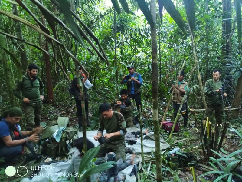 Korban selamat dari kecelakaan pesawat Cessna 206 di hutan Kolombia. (Anadolu Agency via Getty Images) Korban selamat dari kecelakaan pesawat Cessna 206 di hutan Kolombia. (Anadolu Agency via Getty Images)
