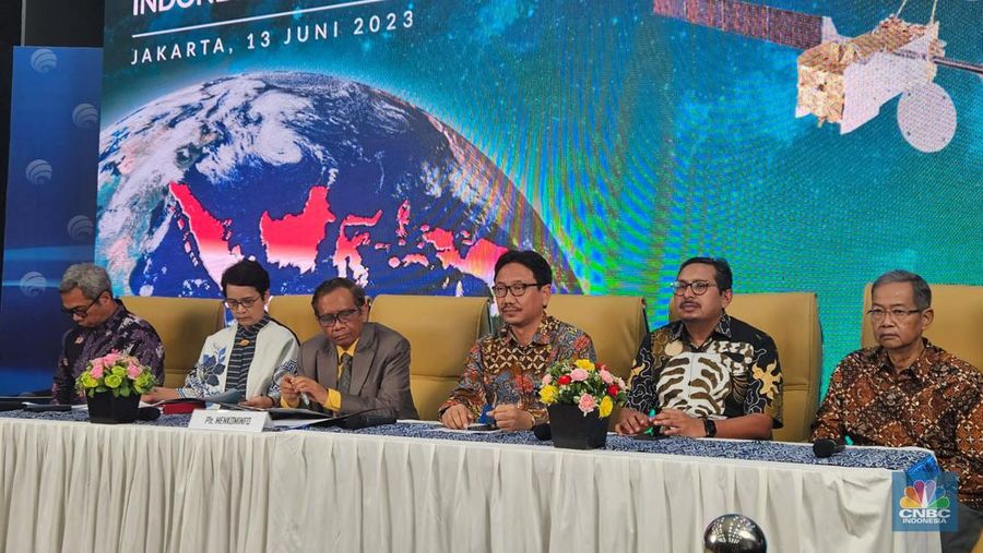 Satelit Satria-1 dipastikan akan meluncur pada 19 Juni 2023 Waktu Indonesia Barat (WIB). Jadwal ini mundur sehari dari yang sebelumnya diungkapkan. (CNBC Indonesia/Intan Rakhmayanti Dewi)