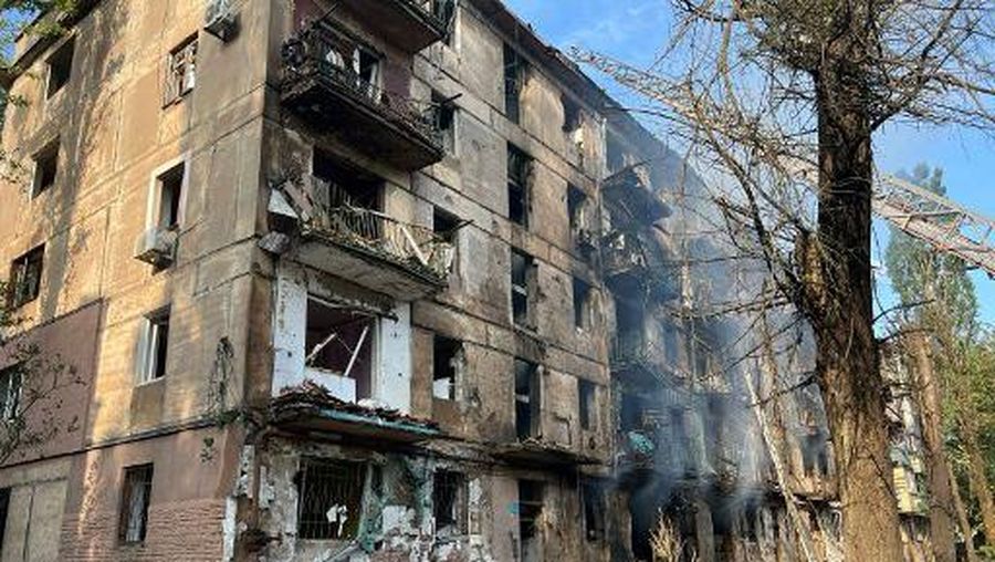 This handout photograph released by the National Police of Ukraine on June 13, 2023, shows a destroyed five-storey residential building, the site of a night Russian strike, in the city of Kryvyi Rig, amid the Russian invasion of Ukraine. Three people were killed and 32 wounded in a Russian missile strike on the central Ukrainian city of Kryvyi Rih early June 13, 2023, the regional governor said, as air attacks were reported in Kyiv and other cities.