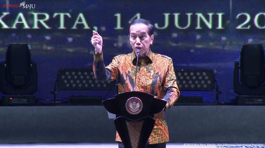 Sambutan Presiden Jokowi Pada Pembukaan Pekan Raya Jakarta, JI-Expo Kemayoran, 14 Juni 2023. (Tangkapan Layar Youtube Sekretariat Presiden)