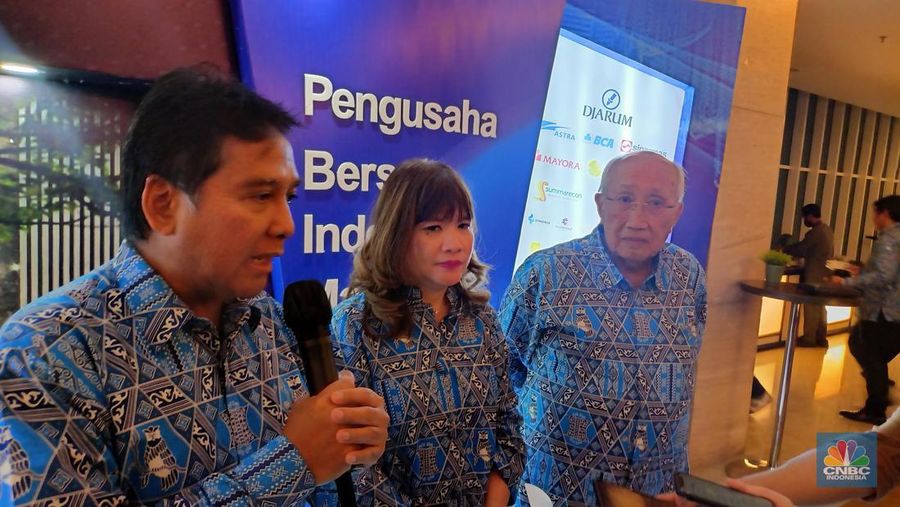Asosiasi Pengusaha Indonesia (Apindo) mengukuhkan ketua umum baru dalam Musyawarah Nasional (MUNAS) XI yang berlangsung tanggal 14 dan 15 Jun 2023 yang bertempat di Hotel JS Luwaana, Kuningan. (CNBC Indonesia/Ferry Sandi)