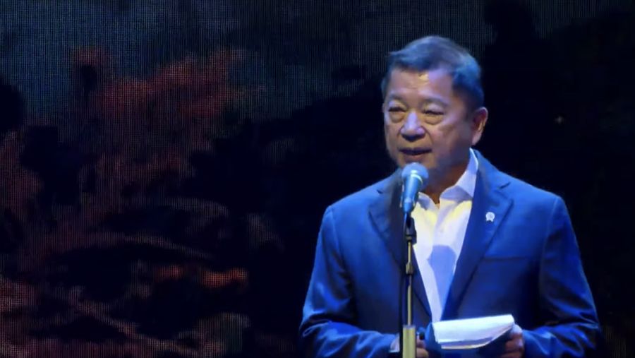 Menteri PPN/Kepala Bappenas, Suharso Monoarfa dalam acara Indonesia Emas 2045, Kamis (15/6/2023). (Tangkapan layar Youtube Bappenas RI)