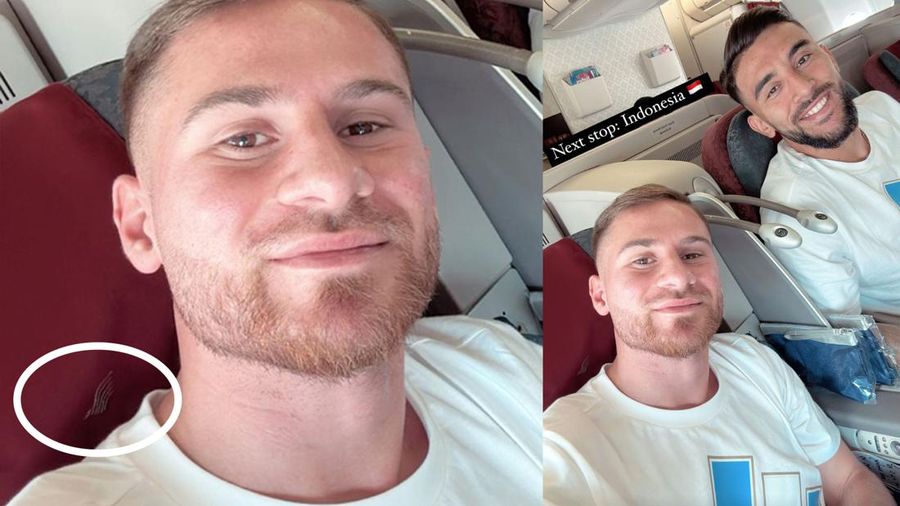 Pemain Argentina Alexis Mac Allister mengunggah ceritanya dalam Instagram @alemacallister nampak menggunakan maskapai Garuda Indonesia dalam perjalanan menuju Jakarta. (Tangkapan Layar Instagram @alemacallister)
