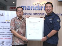Top! Mandiri Raih ISO 22301 dari British Standard Institution