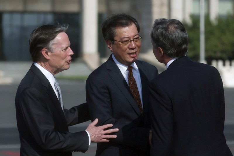 U.S. Secretary of State Antony Blinken arrives in Beijing, Sunday, June 18, 2023. (Leah Millis/Pool Photo via AP)