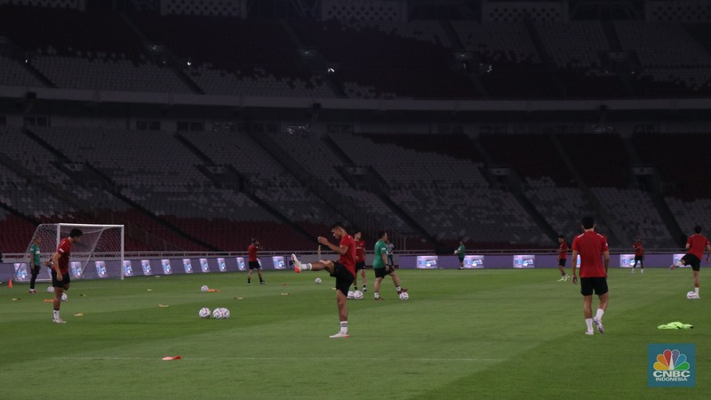 Indonesia vs Argentina. Latihan Timnas Indonesia Jelang Fifa Match Day, Indonesia vs Argentina. (CNBC Indonesia/Rindi Salsabilla)