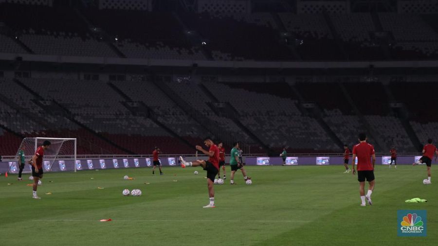Latihan Timnas Indonesia Jelang Fifa Match Day, Indonesia vs Argentina. (CNBC Indonesia/Rindi Salsabilla)