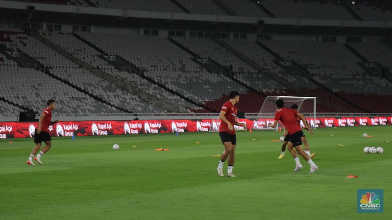 Latihan Timnas Indonesia Jelang Fifa Match Day, Indonesia vs Argentina. (CNBC Indonesia/Rindi Salsabilla)