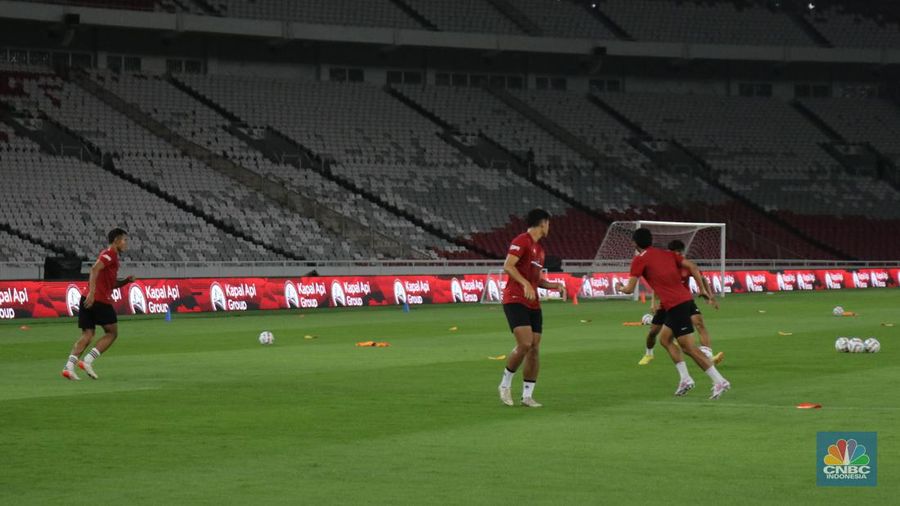 Latihan Timnas Indonesia Jelang Fifa Match Day, Indonesia vs Argentina. (CNBC Indonesia/Rindi Salsabilla)
