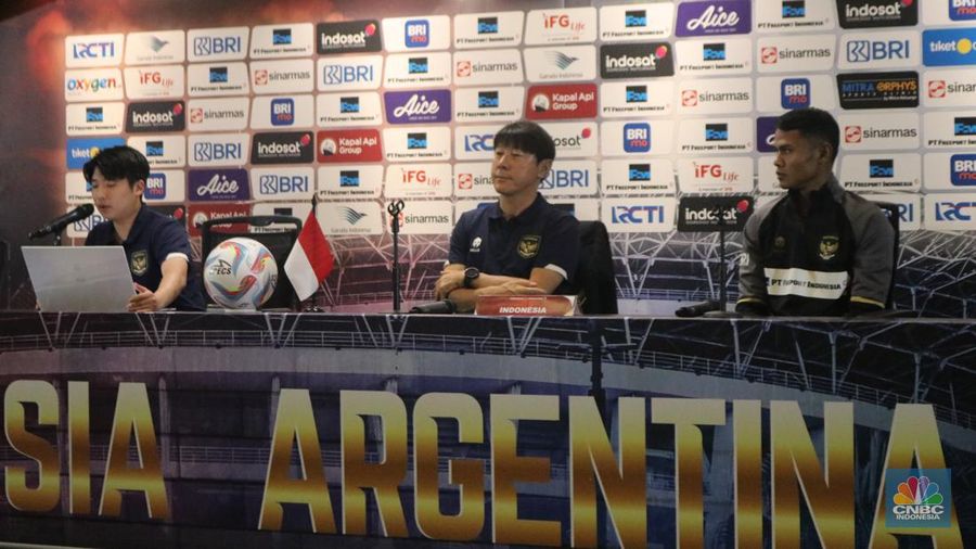 Press Conference Timnas Indonesia vs Timnas Argentina (CNBC Indonesia/Rindi Salsabila)
