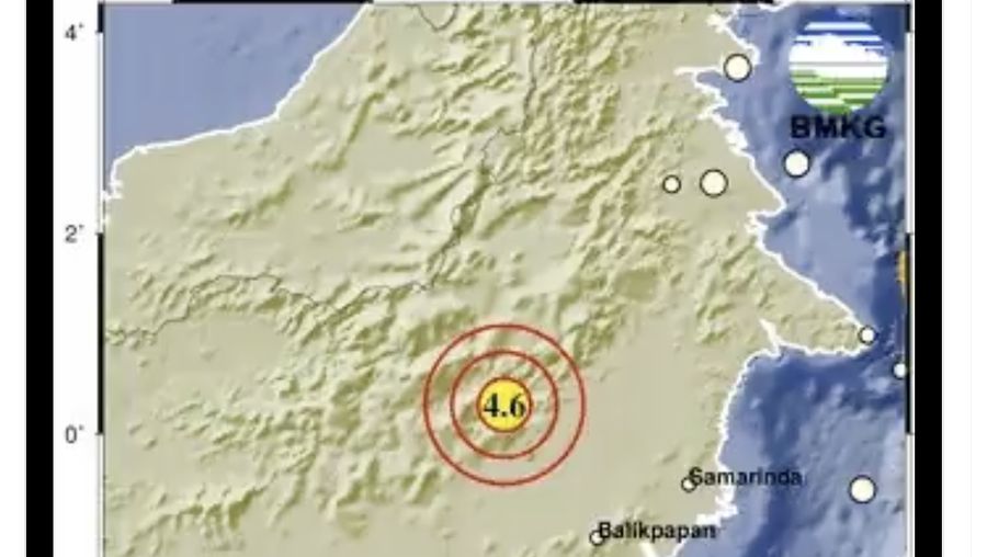 Gempa bumi guncang KUTAIBARAT-KALTIM dengan magnitudo 4,6. (Twitter @infoBMKG)