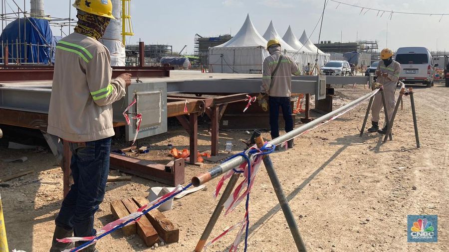 Jokowi kunjungi smelter Freeport Indonesia di Gresik, Jawa Timur. (CNBC Indonesia/Verda Nano Setiawan)