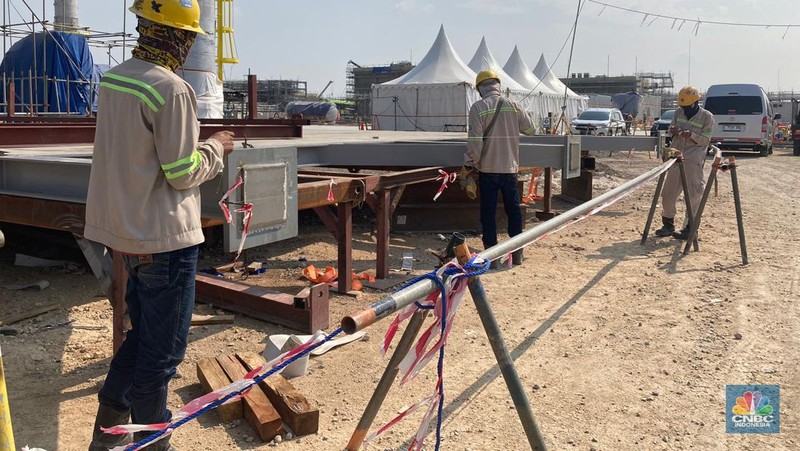 Jokowi kunjungi smelter Freeport Indonesia di Gresik, Jawa Timur. (CNBC Indonesia/Verda Nano Setiawan)