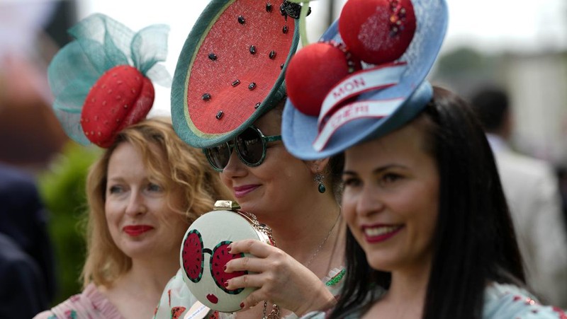Britain's King Charles III , Camilla, the Queen Consort and Sophie, Duchess of Edinburgh, right, watch a race at day two of the Royal Ascot horse racing meeting, at Ascot Racecourse in Ascot, England, Wednesday, June 21, 2023.(AP Photo/Alastair Grant)