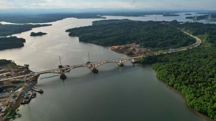Tingkatkan Konektivitas Menuju Kawasan IKN Nusantara, Kementerian PUPR Bangun Jembatan Duplikasi Bentang Pendek Pulau Balang. (Dok. Biro Pers Kementerian PUPR)