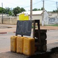 Smuggled Nigerian petrol on display with the price of a liter and a half in bottles at a roadside in Garoua, Cameroon June 21, 2023. REUTERS/Desire Danga Essigue