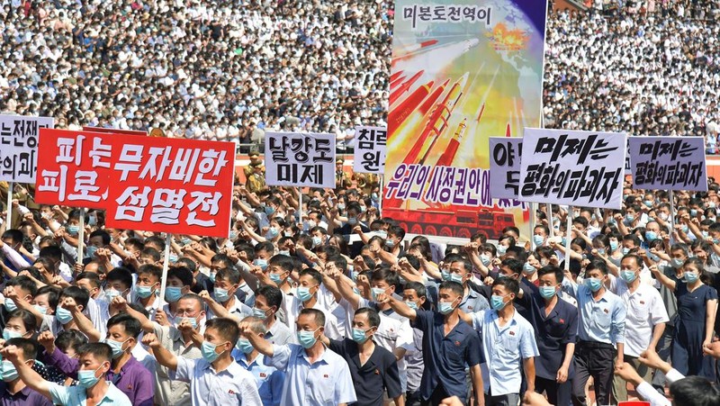 People attend a mass rally denouncing the U.S. in Pyongyang, North Korea, June 25, 2023 in this photo released by North Korea's Korean Central News Agency (KCNA).   KCNA via REUTERS    ATTENTION EDITORS - THIS IMAGE WAS PROVIDED BY A THIRD PARTY. REUTERS IS UNABLE TO INDEPENDENTLY VERIFY THIS IMAGE. NO THIRD PARTY SALES. SOUTH KOREA OUT. NO COMMERCIAL OR EDITORIAL SALES IN SOUTH KOREA.