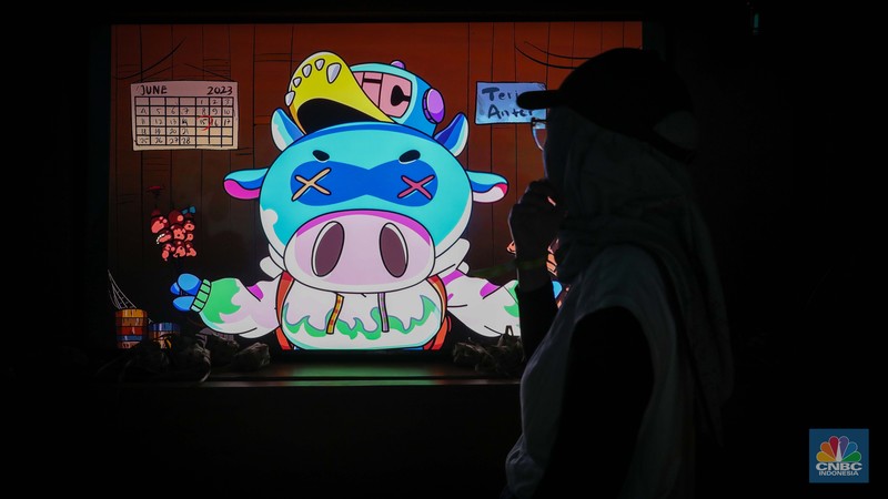 Pameran seni Ghostival 2023 merupakan acara art experience room yang menampilkan 11 hantu Indonesia dengan karakter lucu dan unik. (CNBC Indonesia/Faisal Rahman)