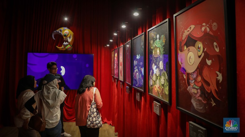 Pameran seni Ghostival 2023 merupakan acara art experience room yang menampilkan 11 hantu Indonesia dengan karakter lucu dan unik. (CNBC Indonesia/Faisal Rahman)