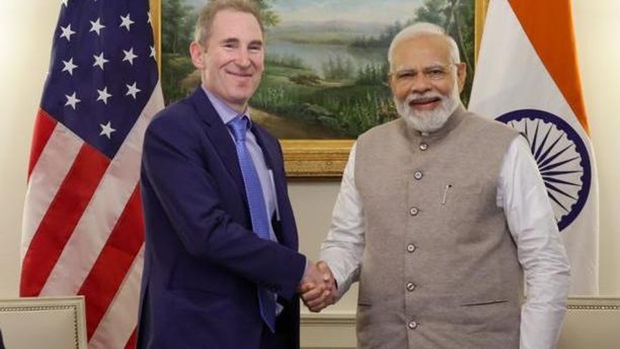 Pertemuan CEO Amazon Andy Jassy dengan PM India Narendra Modi.