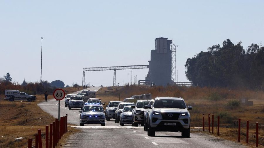Smoke, believed to be methane gas, is seen at Virginia mine, a disused mine where a methane gas explosion killed at least 31 people last month, in Welkom, South Africa, June 26, 2023. REUTERS/Shafiek Tasiem