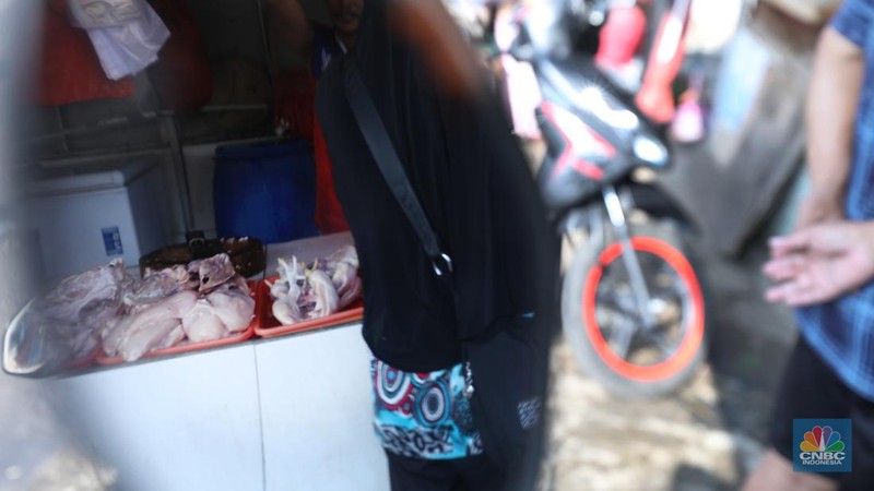 Harga ayam di pasar-pasar tradisional di Jakarta terus mengalami kenaikan selama dua bulan terakhir. (CNBC Indonesia/Tri Susilo)