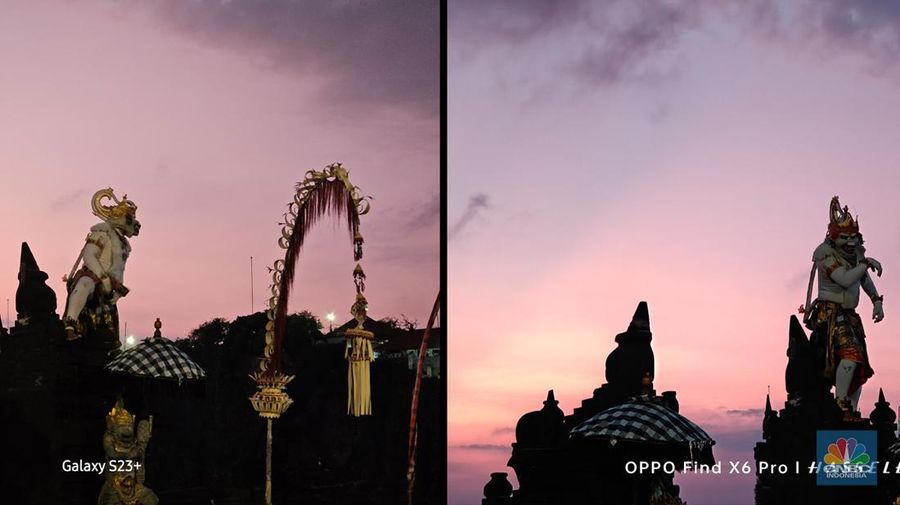 Perbandingan HP Galaxy S23+ dengan Oppo Find X6. (CNBC Indonesia/Intan Rakhmayanti Dewi)