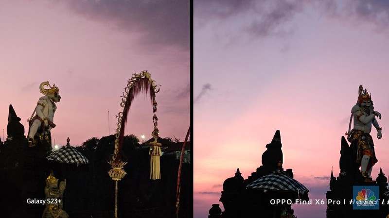 Perbandingan HP Galaxy S23+ dengan Oppo Find X6. (CNBC Indonesia/Intan Rakhmayanti Dewi)
