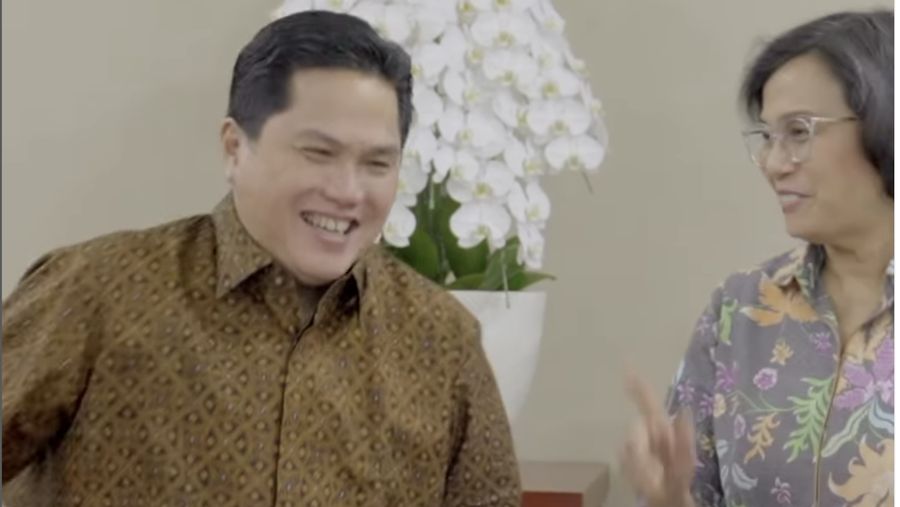 Pertemuan kementerian Keuangan Sri Mulyani dengan Ketua Umum PSSI Erick Thohir. (Tangkapan Layar Instagram @smindrawati)