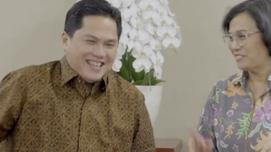 Pertemuan kementerian Keuangan Sri Mulyani dengan Ketua Umum PSSI Erick Thohir. (Tangkapan Layar Instagram @smindrawati)