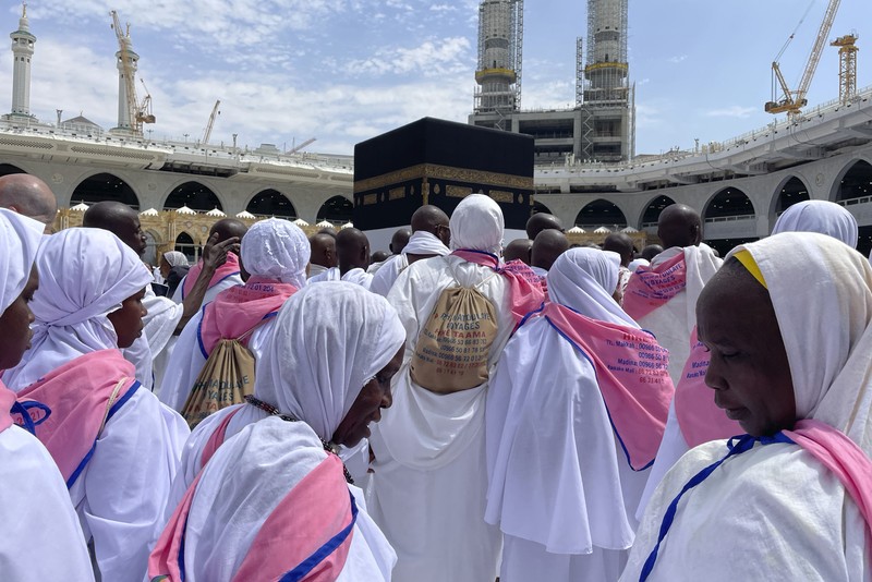 Muslim pilgrims circumambulate the Kaaba, the cubic building at the Grand Mosque, during the annual Hajj pilgrimage, in Mecca, Saudi Arabia, Saturday, July 1, 2023. (AP Photo/Amr Nabil)